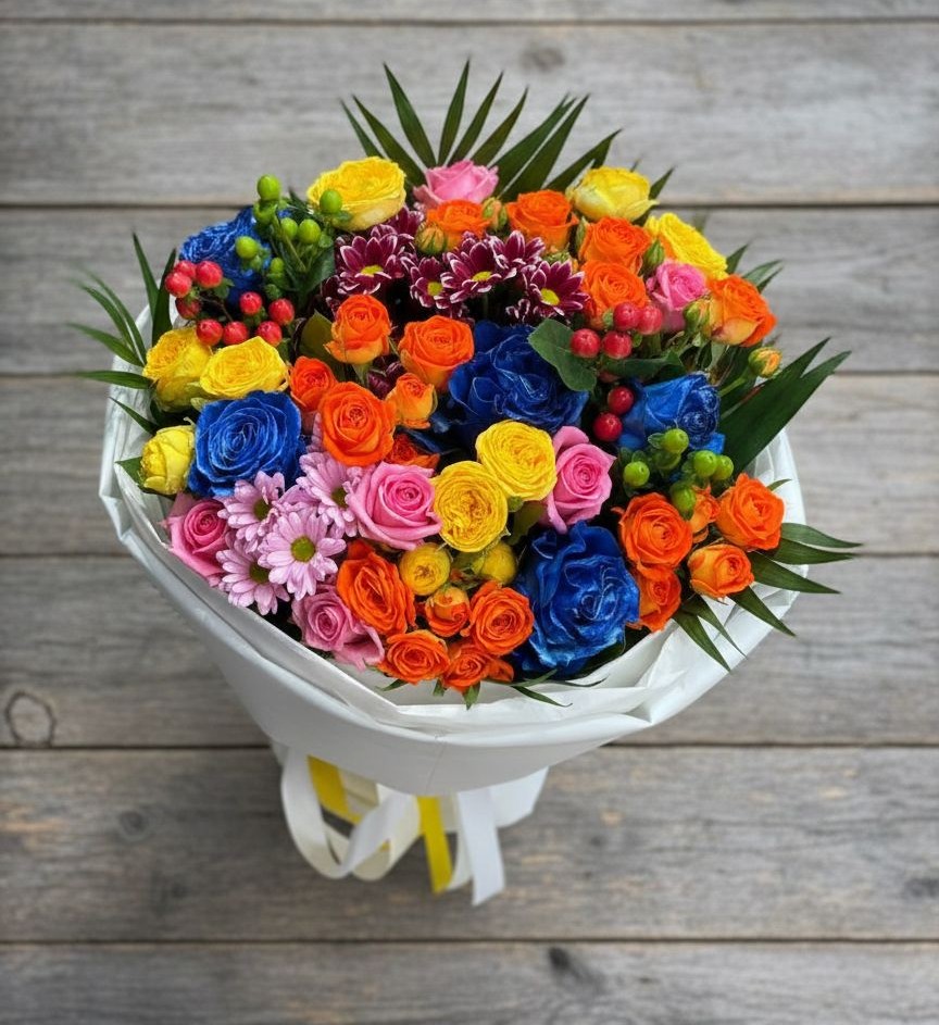 Букет цветов из: Розы и Хризантемы в Нововоронино