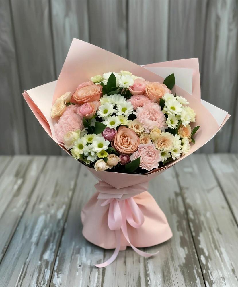 Букет цветов из: Гвоздики, Розы и Хризантемы в Нововоронино