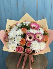 Букет цветов из:  Розы, Герберы и Хризантемы #REPLACE_PRED# Нововоронино