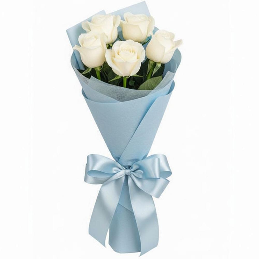 Букет 5 Белых роз Проуд в Нововоронино