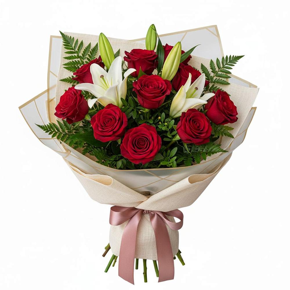 Букет цветов из: Лилии и Розы в Нововоронино