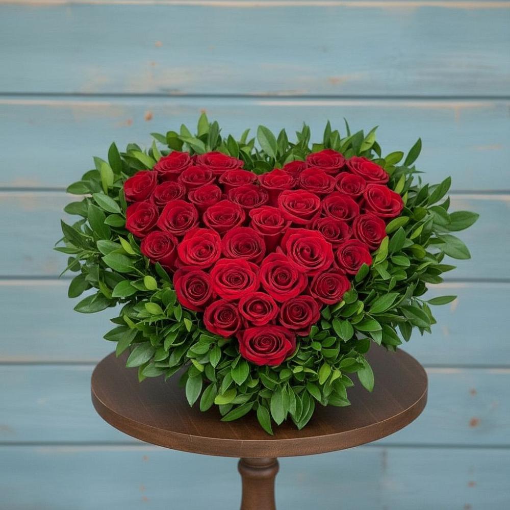 Цветочная композиция из Розы в виде сердца в Нововоронино