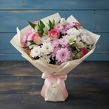 Букет цветов из:  Хризантемы, Альстромерии и Розы в Нововоронино