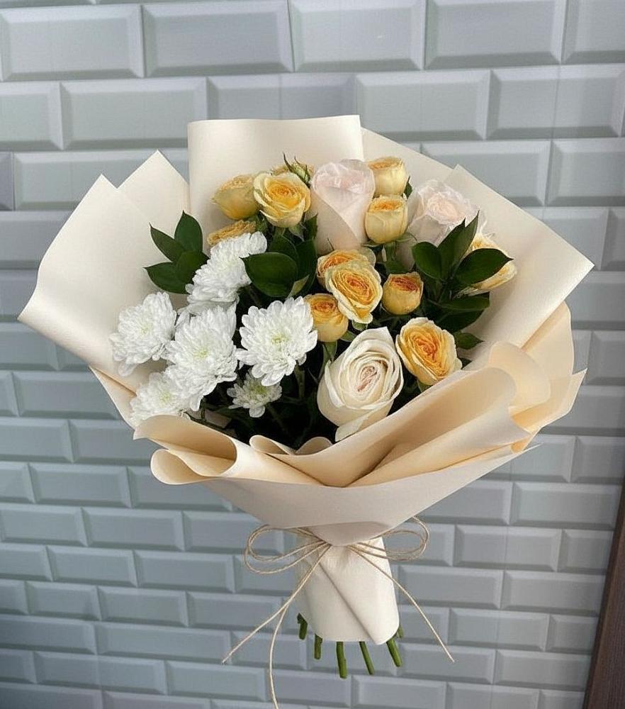Букет цветов из: Розы и Хризантемы в Нововоронино
