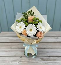 Букет цветов из:  Герберы, Розы и Хризантемы в Нововоронино